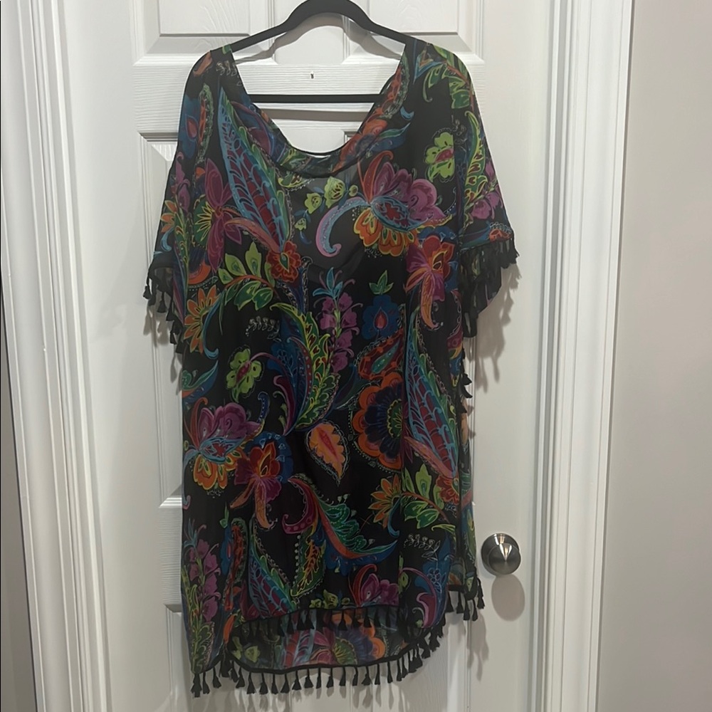 Floral Black Women's Swim Coverup